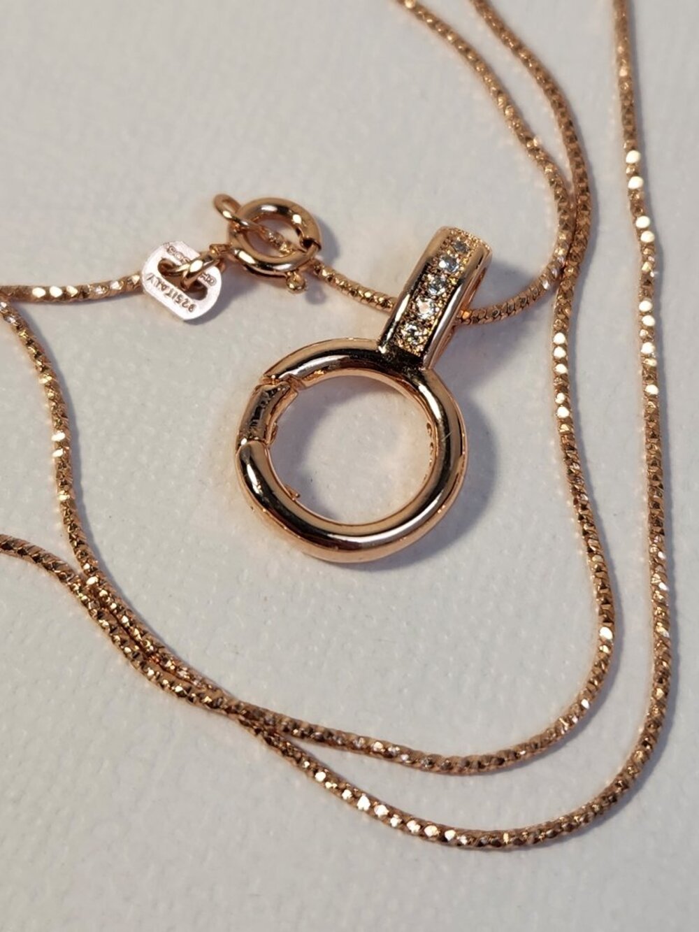 NWT Rose Gold ITALY Functional & Enhancer Bail Necklace Pendant Ready Chain 18"